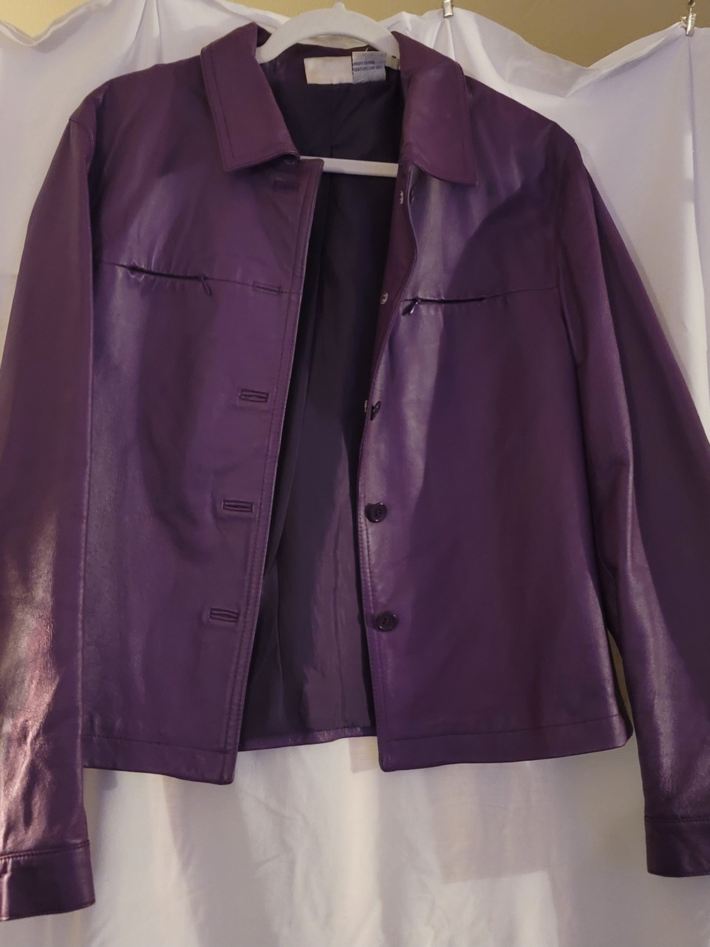 Newport News Purple Leather Jacket and Skirt Set - Picture 2 of 10